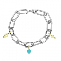 Stainless Steel Me Link Bracelet with Small Charms ML082