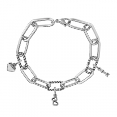 Stainless Steel Me Link Bracelet with Small Charms ML004