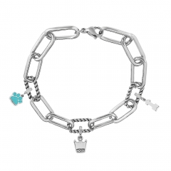 Stainless Steel Me Link Bracelet with Small Charms ML058