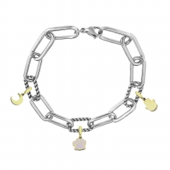 Stainless Steel Me Link Bracelet with Small Charms ML086