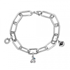 Stainless Steel Me Link Bracelet with Small Charms ML017