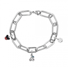 Stainless Steel Me Link Bracelet with Small Charms ML054
