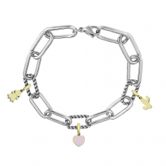 Stainless Steel Me Link Bracelet with Small Charms ML081