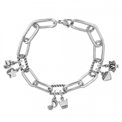 Stainless Steel Me Link Bracelet with Small Charms ML134