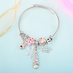Stainless Steel Bracelet With Alloy Charms BS-1844A