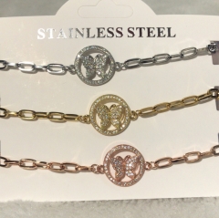 stainless steel chain with copper charm diamond bracelet TTTB-0063