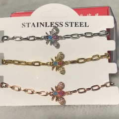 stainless steel chain with copper charm diamond bracelet TTTB-0069