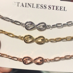 stainless steel chain with copper charm diamond bracelet TTTB-0060