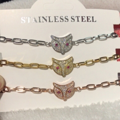 stainless steel chain with copper charm diamond bracelet TTTB-0211