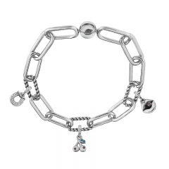 Stainless Steel Women Me Link Bracelet with Small Charms  MY017