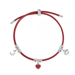 Adjustable Leather Bracelet with Small Charms  PS149