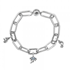 Stainless Steel Women Me Link Bracelet with Small Charms  MY001