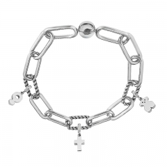 Stainless Steel Women Me Link Bracelet with Small Charms  MY021