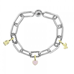 Stainless Steel Women Me Link Bracelet with Small Charms  MY082