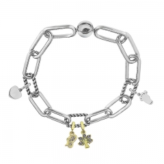 Stainless Steel Women Me Link Bracelet with Small Charms  MY147