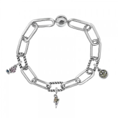 Stainless Steel Women Me Link Bracelet with Small Charms  MY014