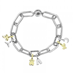 Stainless Steel Women Me Link Bracelet with Small Charms  MY128