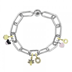 Stainless Steel Women Me Link Bracelet with Small Charms  MY126