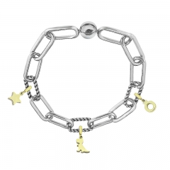Stainless Steel Women Me Link Bracelet with Small Charms  MY093