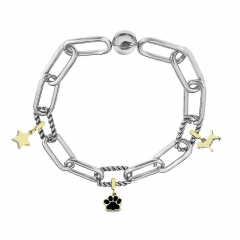 Stainless Steel Women Me Link Bracelet with Small Charms  MY088