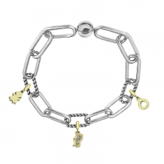 Stainless Steel Women Me Link Bracelet with Small Charms  MY063