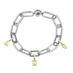Stainless Steel Women Me Link Bracelet with Small Charms  MY096