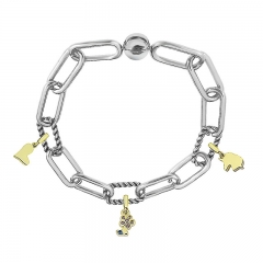 Stainless Steel Women Me Link Bracelet with Small Charms  MY068