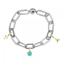 Stainless Steel Women Me Link Bracelet with Small Charms  MY084