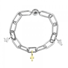 Stainless Steel Women Me Link Bracelet with Small Charms  MY105