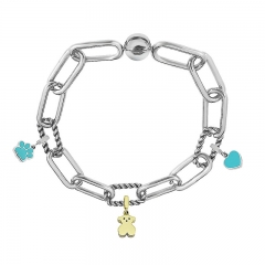 Stainless Steel Women Me Link Bracelet with Small Charms  MY108