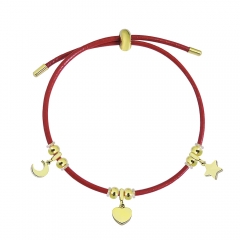 Adjustable Leather Bracelet with Small Charms  PS133