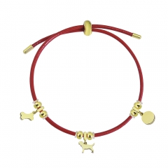 Adjustable Leather Bracelet with Small Charms  PS136