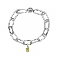 Stainless Steel Women Me Link Bracelet with Small Charms  MY162