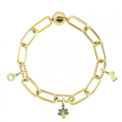 Stainless Steel Women Me Link Bracelet with Small Charms  MYG028