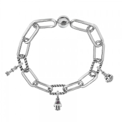Stainless Steel Women Me Link Bracelet with Small Charms  MY019