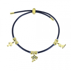 Adjustable Leather Bracelet with Small Charms  PS243