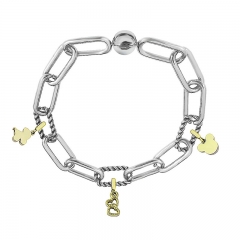 Stainless Steel Women Me Link Bracelet with Small Charms  MY069