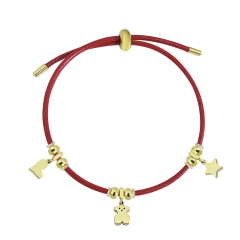 Adjustable Leather Bracelet with Small Charms  PS135