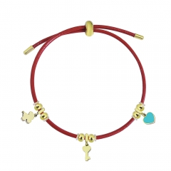 Adjustable Leather Bracelet with Small Charms  PS138