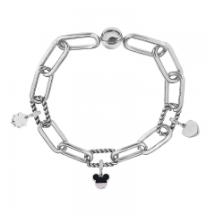 Stainless Steel Women Me Link Bracelet with Small Charms  MY039