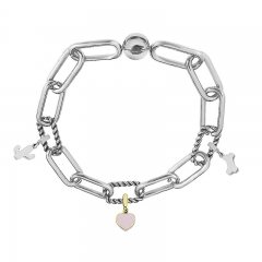Stainless Steel Women Me Link Bracelet with Small Charms  MY113