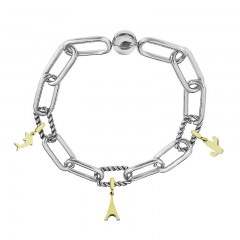 Stainless Steel Women Me Link Bracelet with Small Charms  MY095