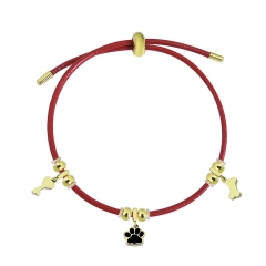 Adjustable Leather Bracelet with Small Charms  PS140