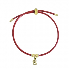 Adjustable Leather Bracelet with Small Charms  PS192