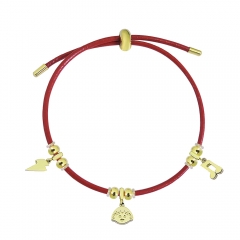 Adjustable Leather Bracelet with Small Charms  PS137