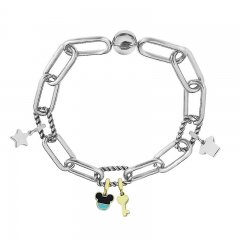 Stainless Steel Women Me Link Bracelet with Small Charms  MY140