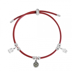 Adjustable Leather Bracelet with Small Charms  PS144