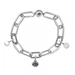 Stainless Steel Women Me Link Bracelet with Small Charms  MY056