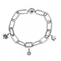 Stainless Steel Women Me Link Bracelet with Small Charms  MY010