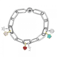 Stainless Steel Women Me Link Bracelet with Small Charms  MY127